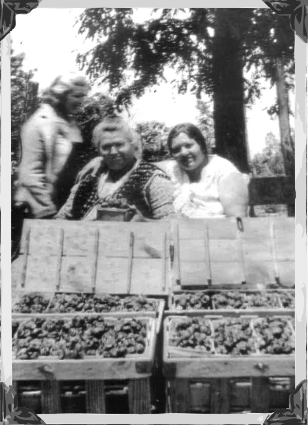 A historical black and white photo of Red Top Farm Market and the owner/family members.
